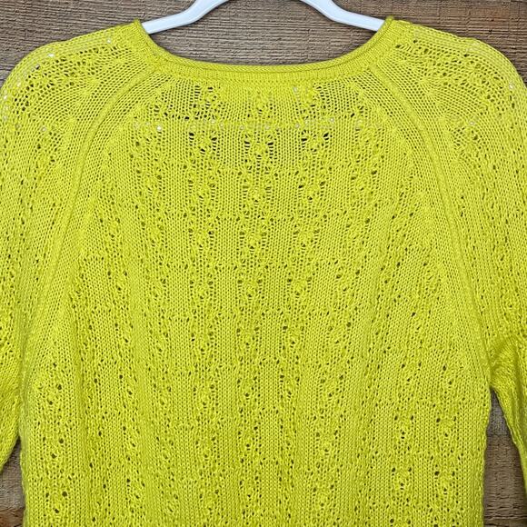 Anthropologie Sparrow Cropped Sleeve Loose Knit Sweater Yellow Size Small - Picture 8 of 9